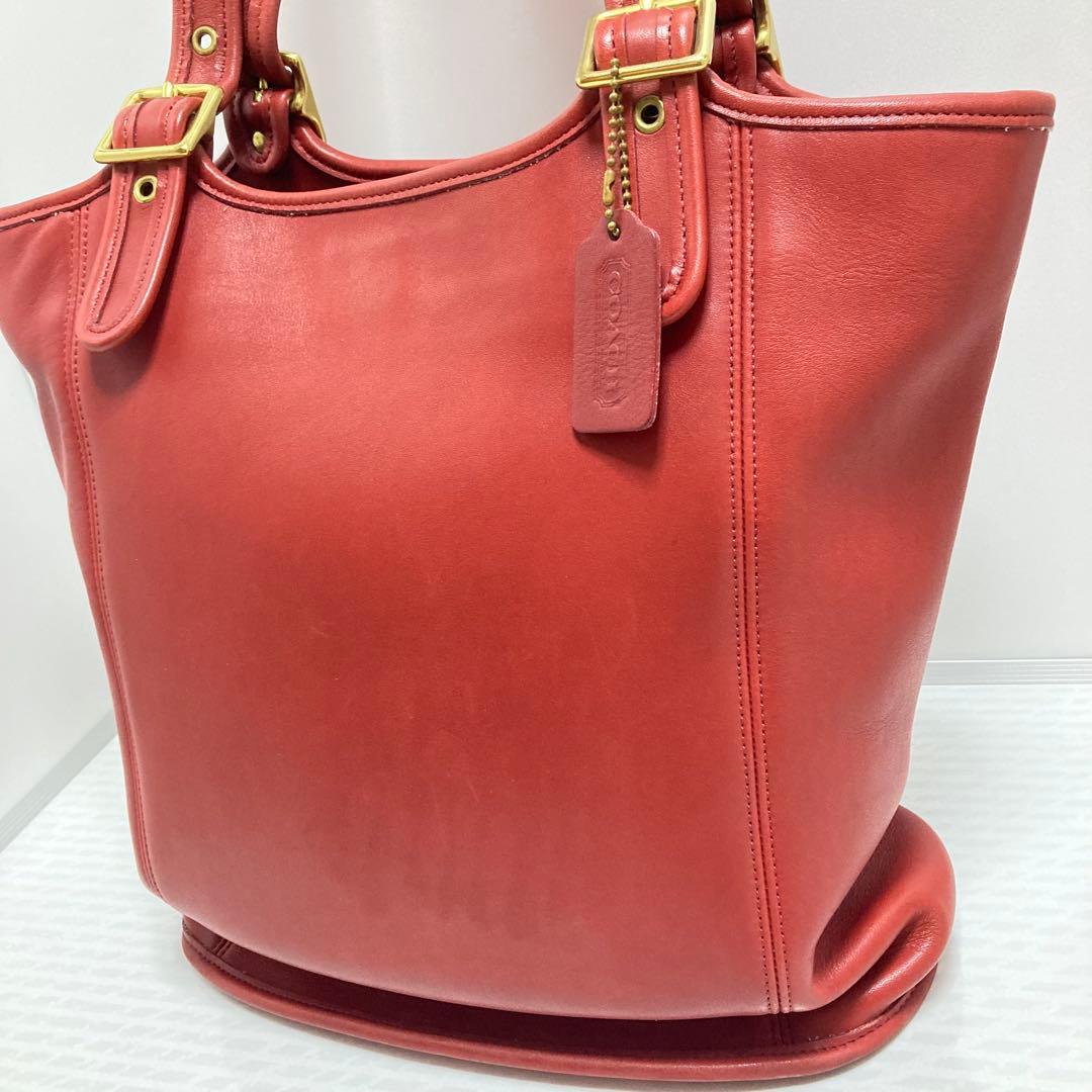希少色　COACH オールドコーチ　USA トートバッグ　肩掛け　XL 赤