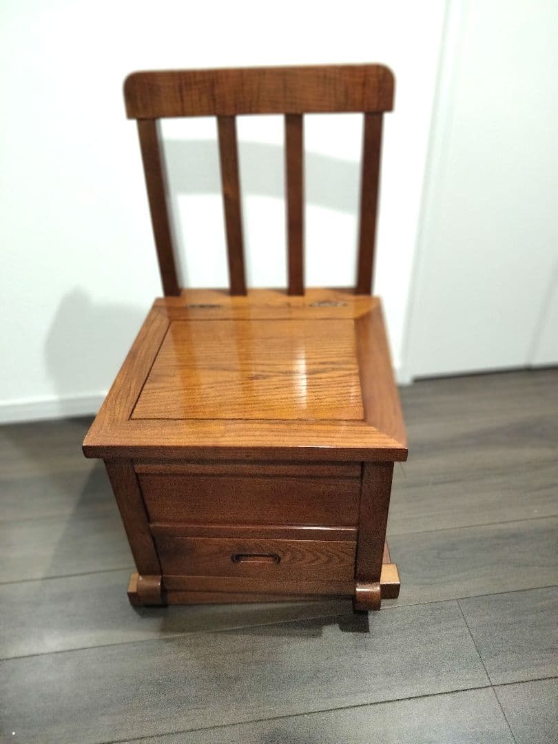 収納式回転椅子/スツール/和家具/アンティーク/唐木家具
