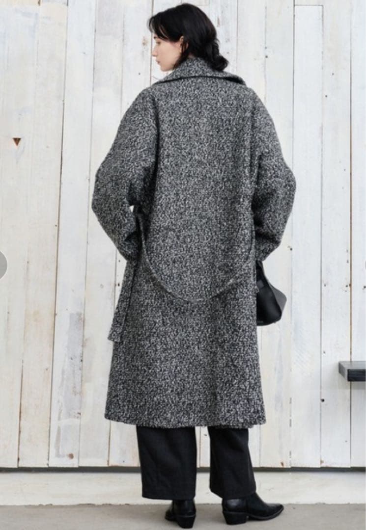 ⭐️新品⭐️tageechita ミックスカラーブークレウール ラペルロングコートM