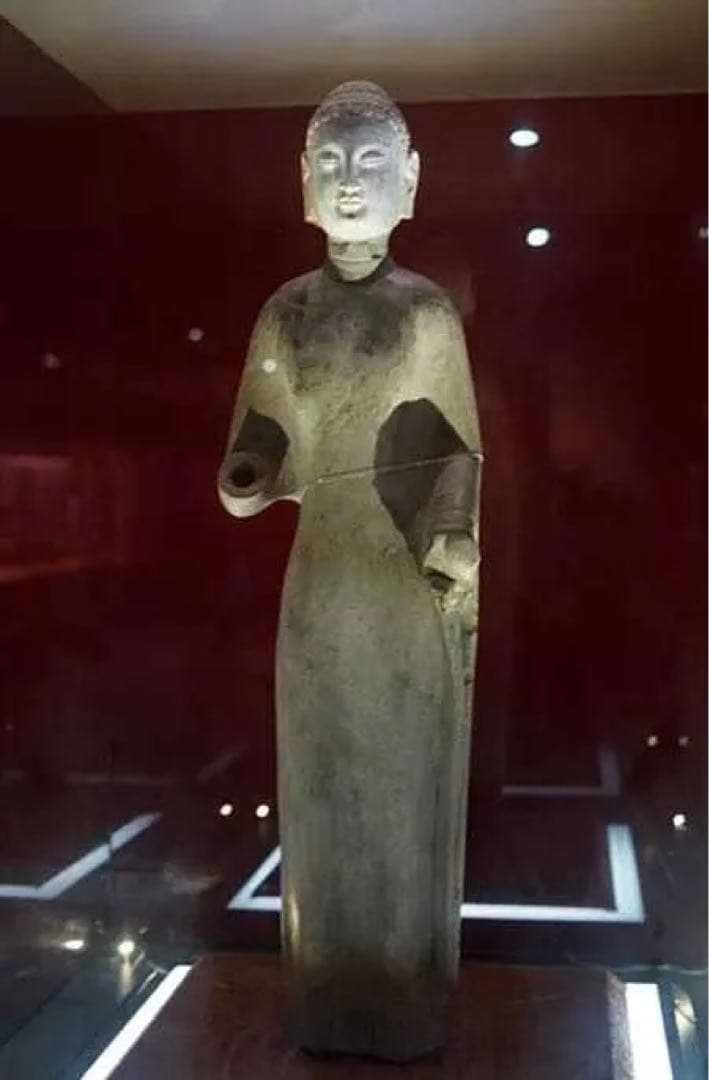 北魏・石仏「阿弥陀如来立像」南北朝時代・北斎・中国古代緑玉・隋極上青石細工彫刻