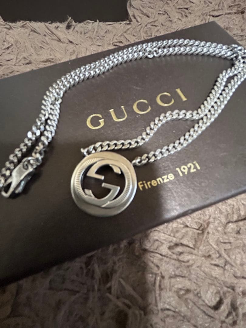 美品GUCCI インターロッキング・G／シルバー／ネックレス／Ag925