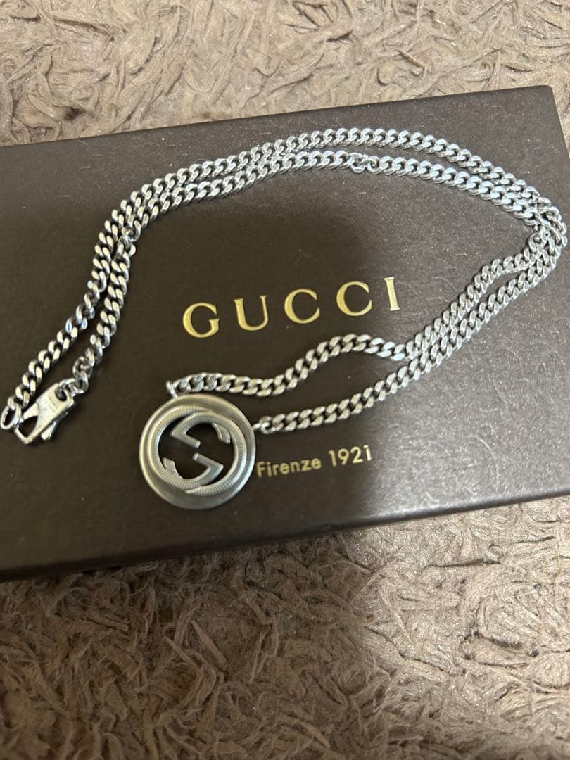 美品GUCCI インターロッキング・G／シルバー／ネックレス／Ag925