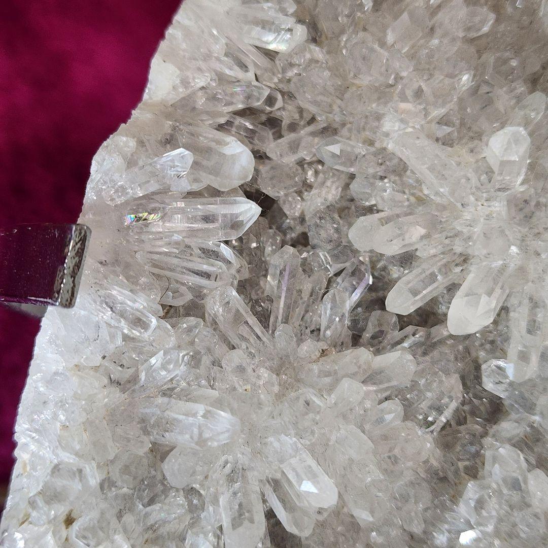 クリスタル水晶 菊花水晶 ハート型置物 スタンド付き