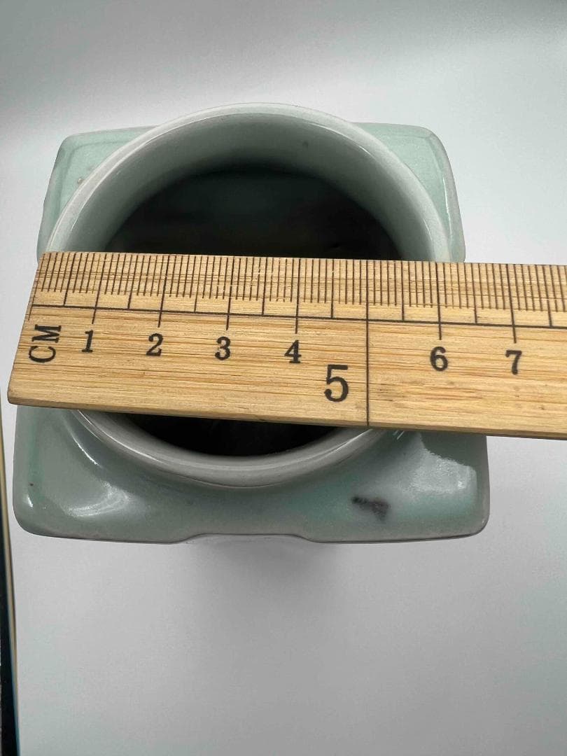 宋時代　青磁琮式瓶　汝官窯　龍泉窯　花入　茶道具　香道具(E-77)