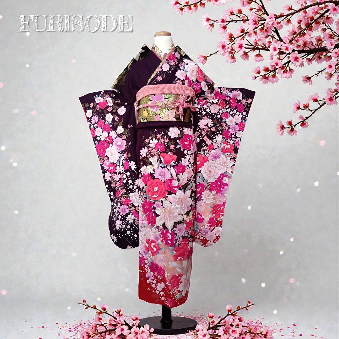 成人式　振袖フルセット　紫　卒業式　前撮り　週末SALE