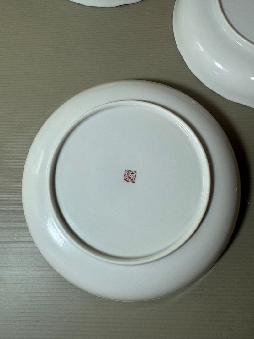 2814 九谷焼　花鳥文　中皿　5客　19cm 未使用