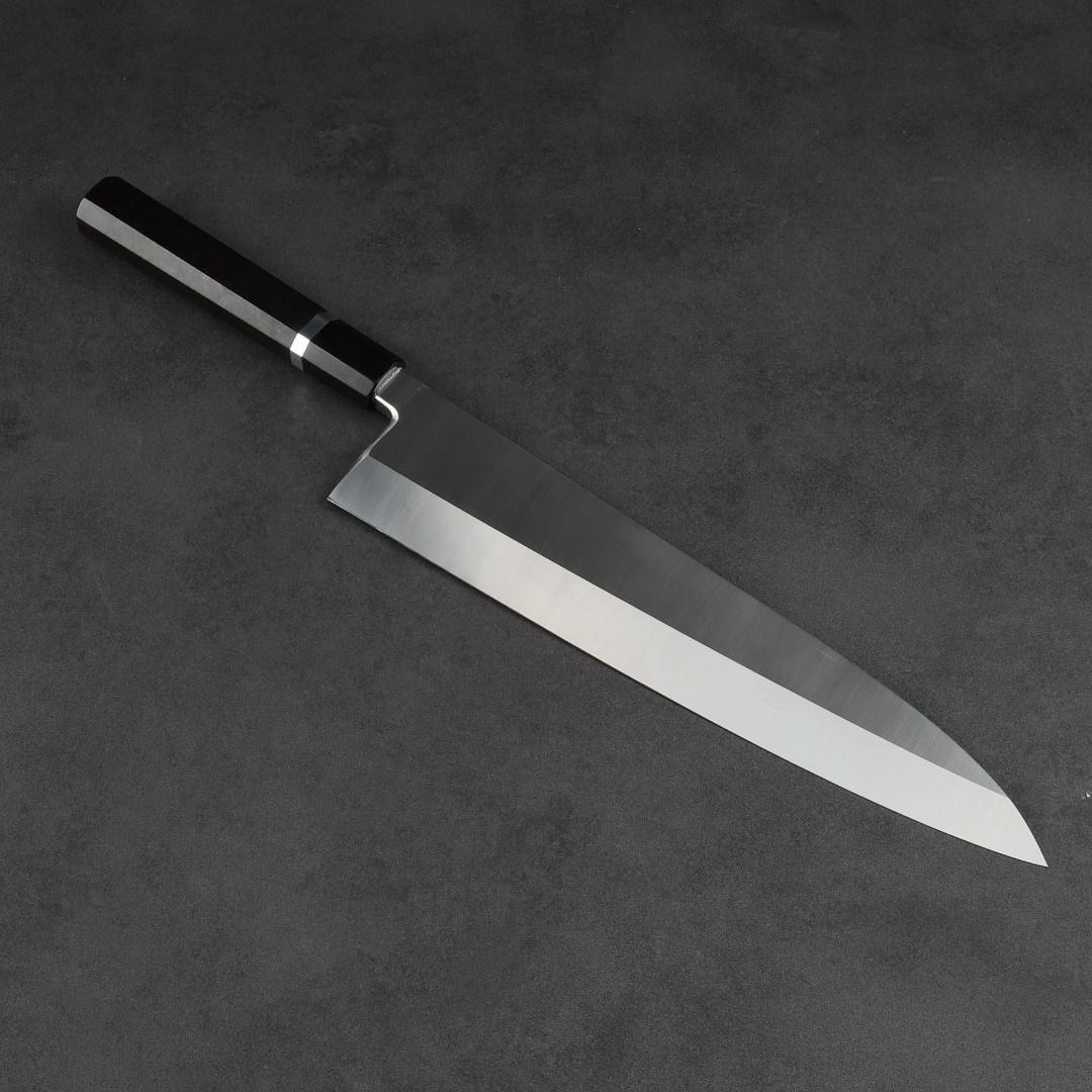 7270 梵静刃物 究極の出刃包丁 尺 刺身包丁 黒檀黒水牛角一本銀巻八角柄