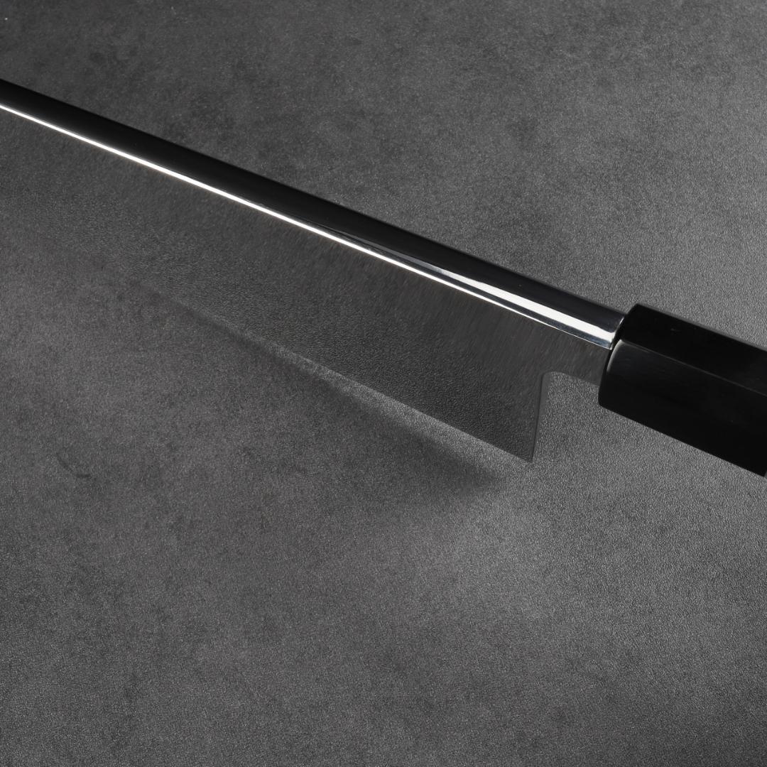 7270 梵静刃物 究極の出刃包丁 尺 刺身包丁 黒檀黒水牛角一本銀巻八角柄