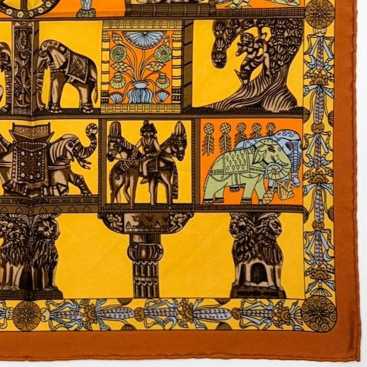 HERMES エルメス カレ45 塔門 スカーフ ガヴロッシュ タグなし 美品