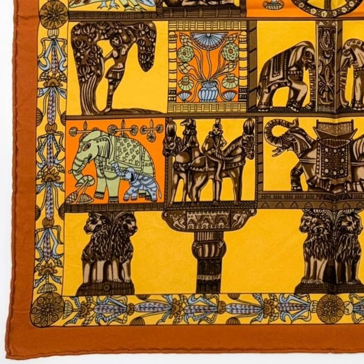 HERMES エルメス カレ45 塔門 スカーフ ガヴロッシュ タグなし 美品