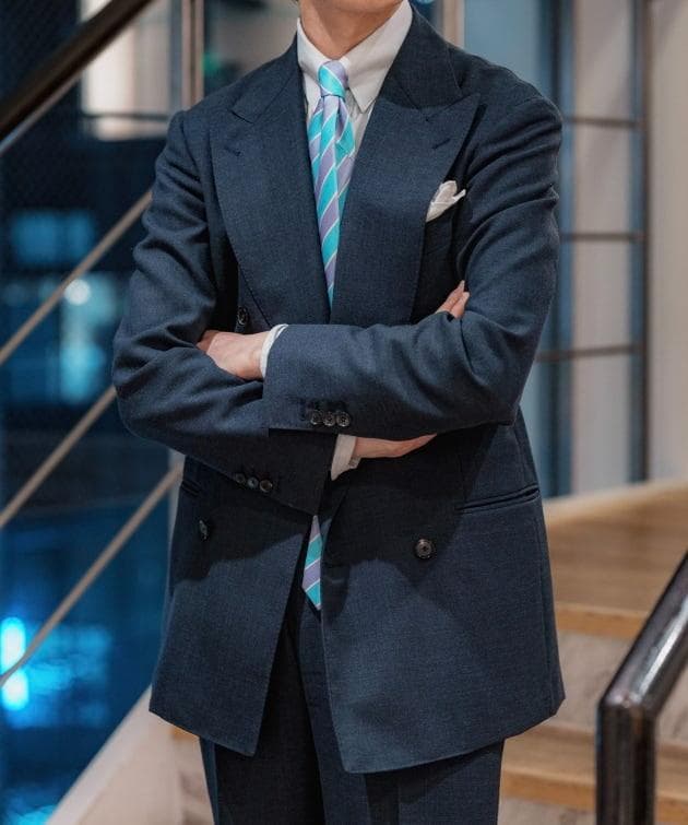 BEAMS F ピンポイント オックスフォード ライトグレー タブカラーシャツ