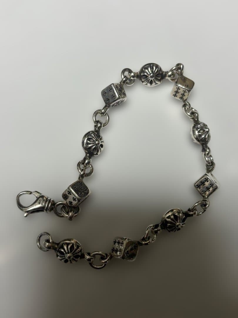 38g！ダイス&クロスボール シルバー925サイコロ　ダイスブレスレット メンズ