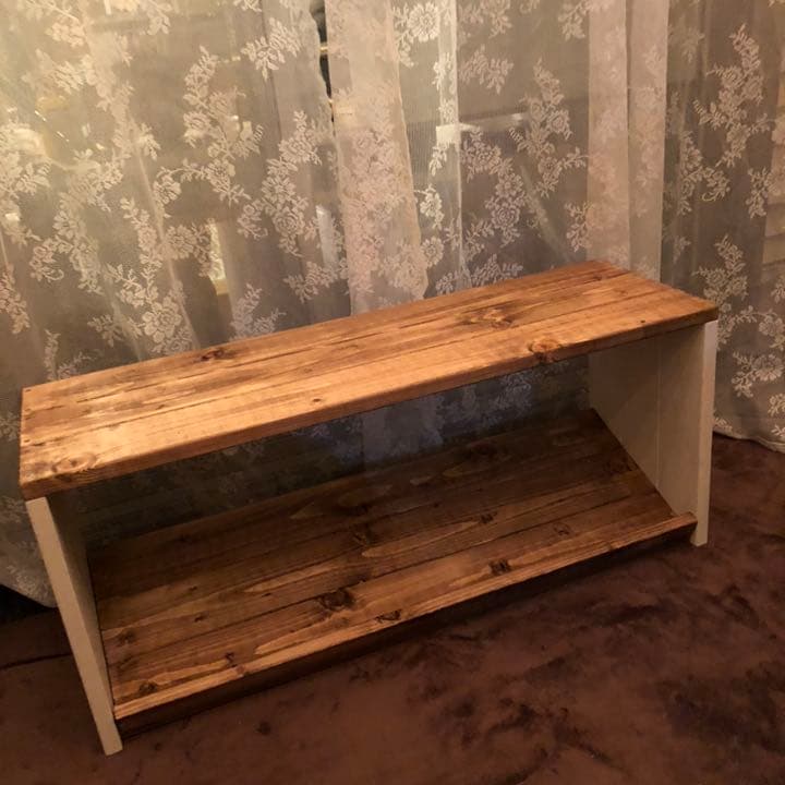 収納ベンチ　斜めver.  ハンドメイド　おもちゃラック　ランドセルラック