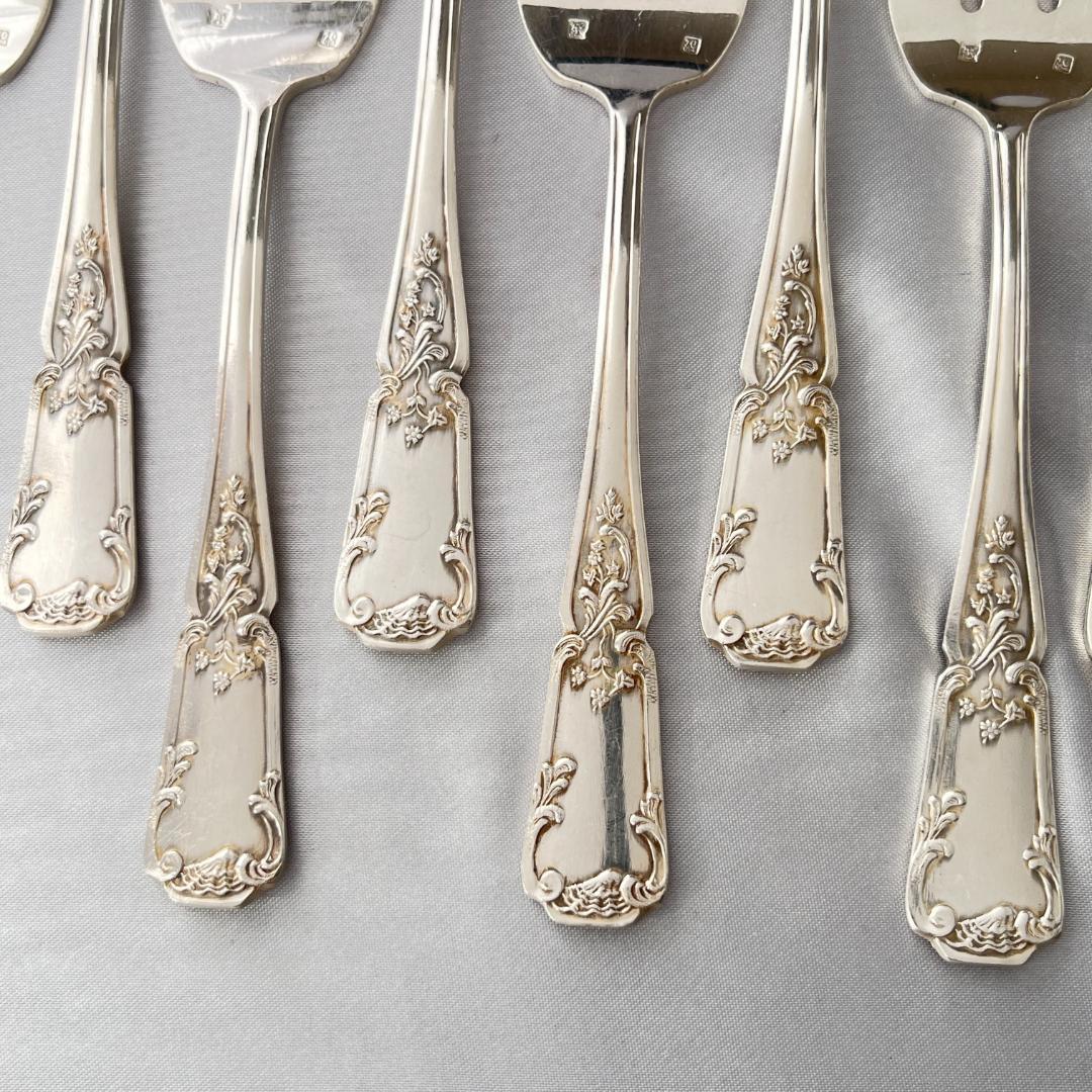 【仏蘭西】アールヌーボー オイスターフォーク 12本 13cm ケース