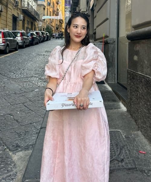 ワンピース ANDRESD bubble sleeve jacquard dress