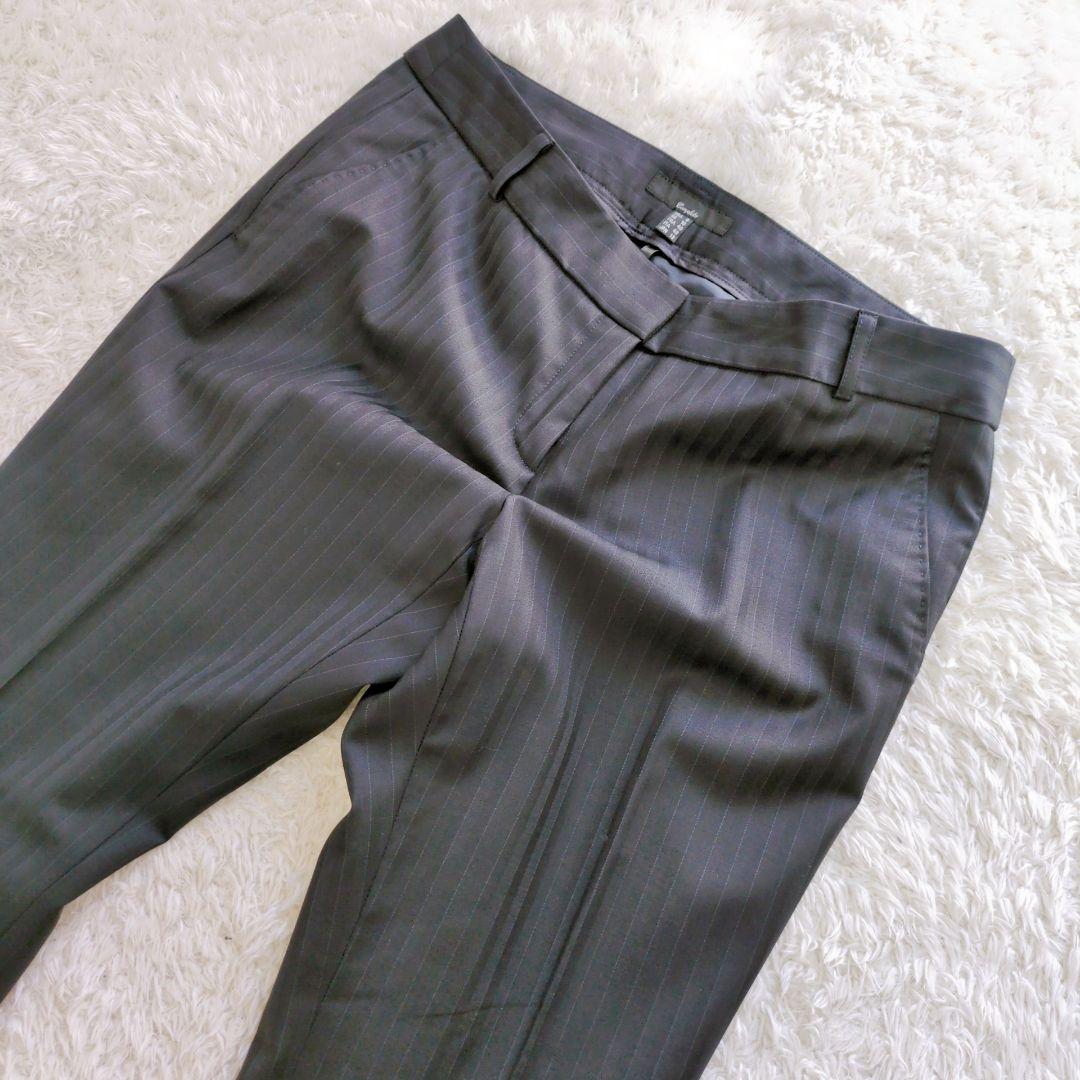 ICB　パンツスーツ　セットアップ　ストライプ　濃紺　シングルボタン　ビジネス