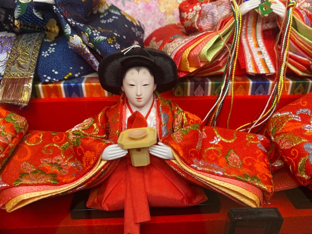 東京久月　雛人形親王五人飾りガラスケース入・間口約５６×奥行約３３×高さ約４２㎝