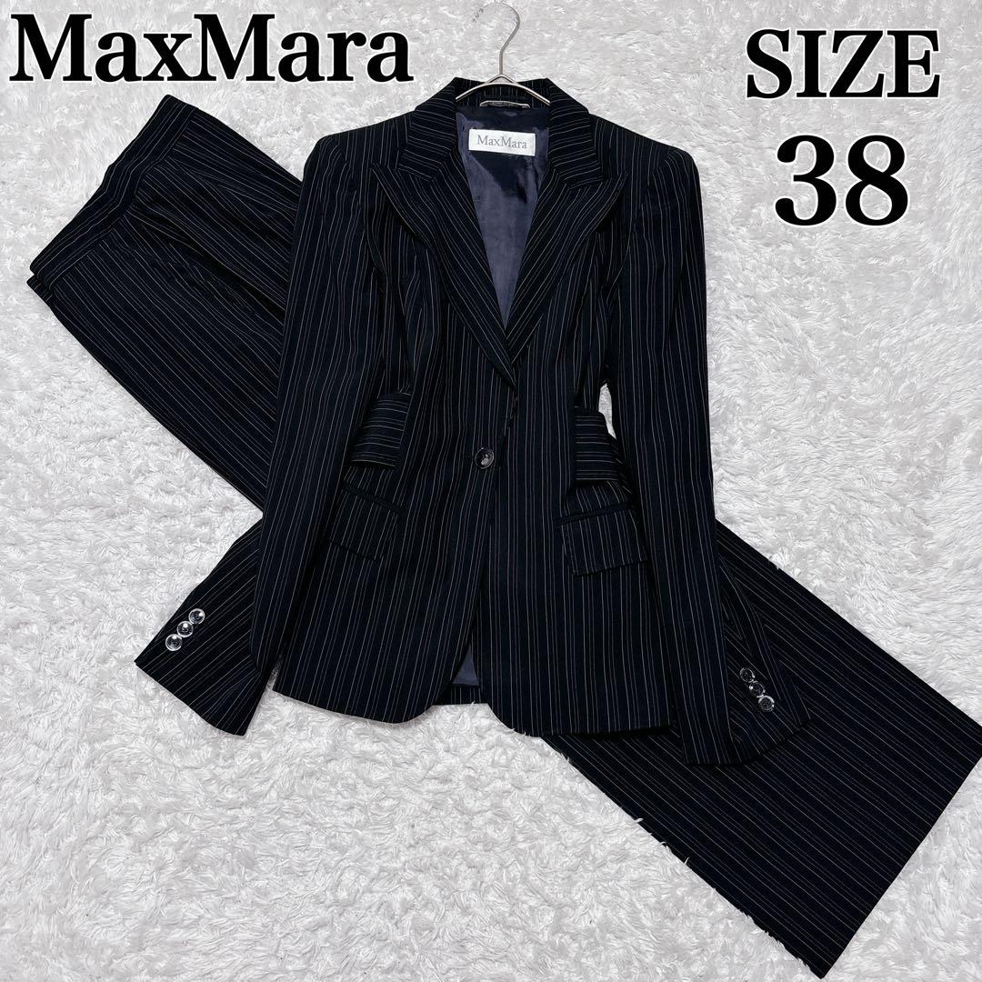 白タグ✨MaxMara マックスマーラ パンツスーツ ピンストライプ 黒 38