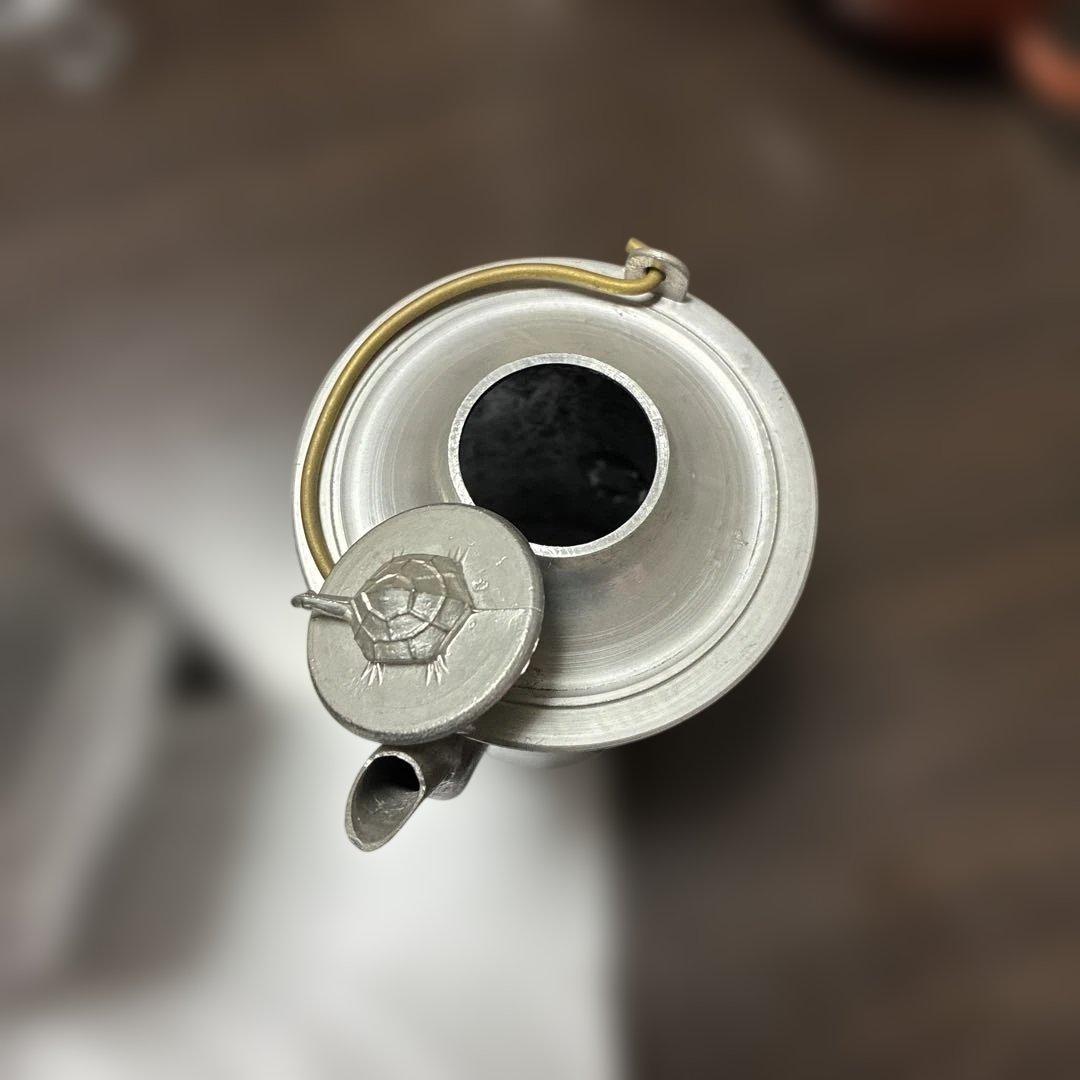 八角形茶釜 龍彫刻 金属製