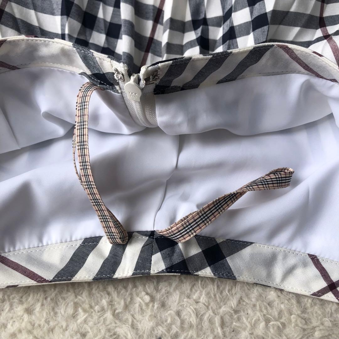 美品　バーバリーブルーレーベル　フレアスカート　プリーツ　総柄　ノバチェック