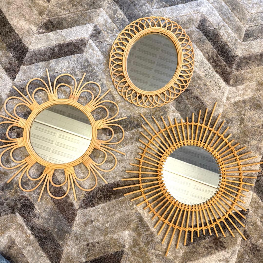 早いもの勝ち！アデペシュ　rotta rattan mirror 3個セット