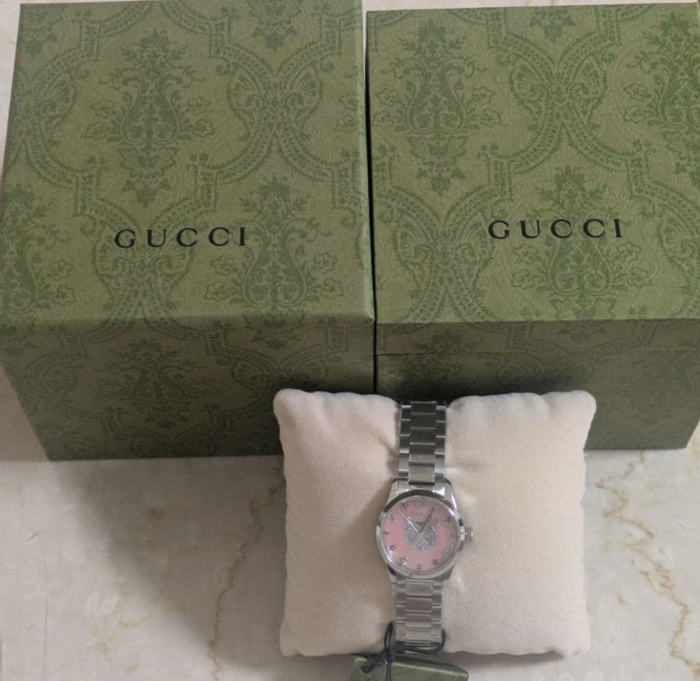 新品未使用　GUCCI　ウォッチ　YA1265013　キャット　27ミリ　ピンク