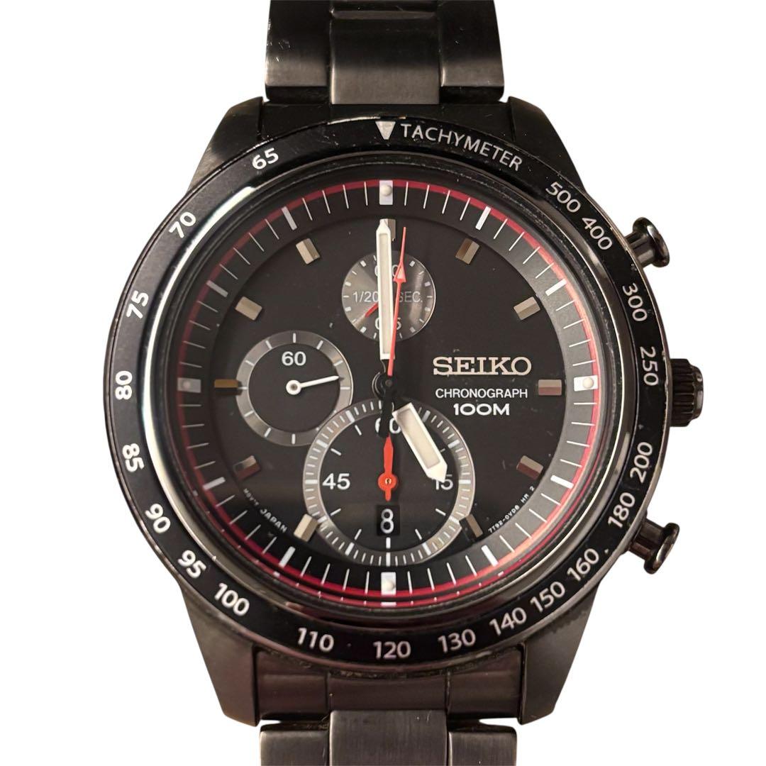 美品 SEIKO セイコー クロノグラフ 7T92 ブラック文字盤 メンズ