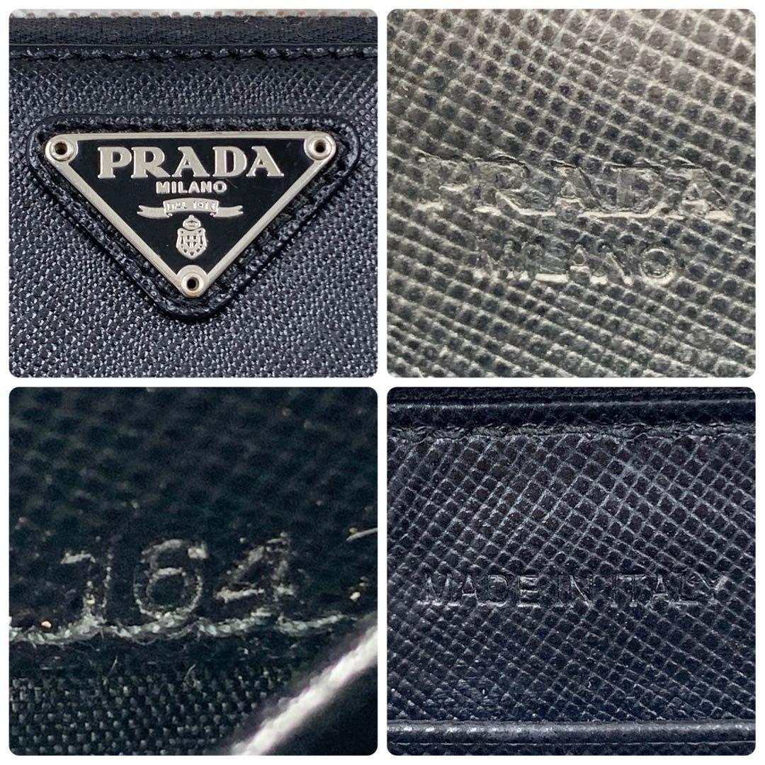 【✨美品✨】プラダ 三角ロゴ ラウンドジップ 長財布 サフィアーノ ブラック