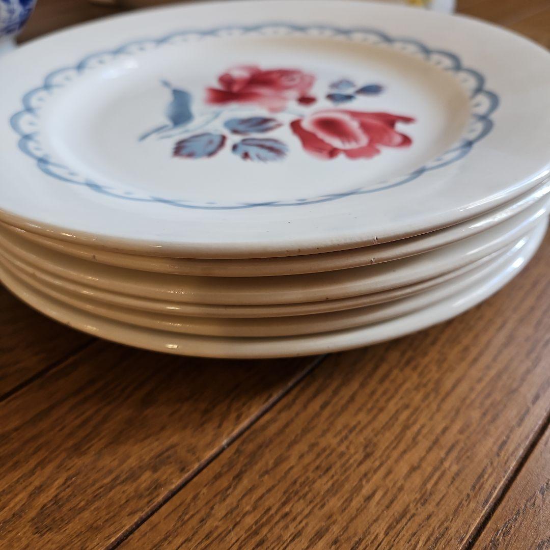 花柄プレート 6枚セット　ディゴアン・サングミンヌ製　 フランス蚤の市