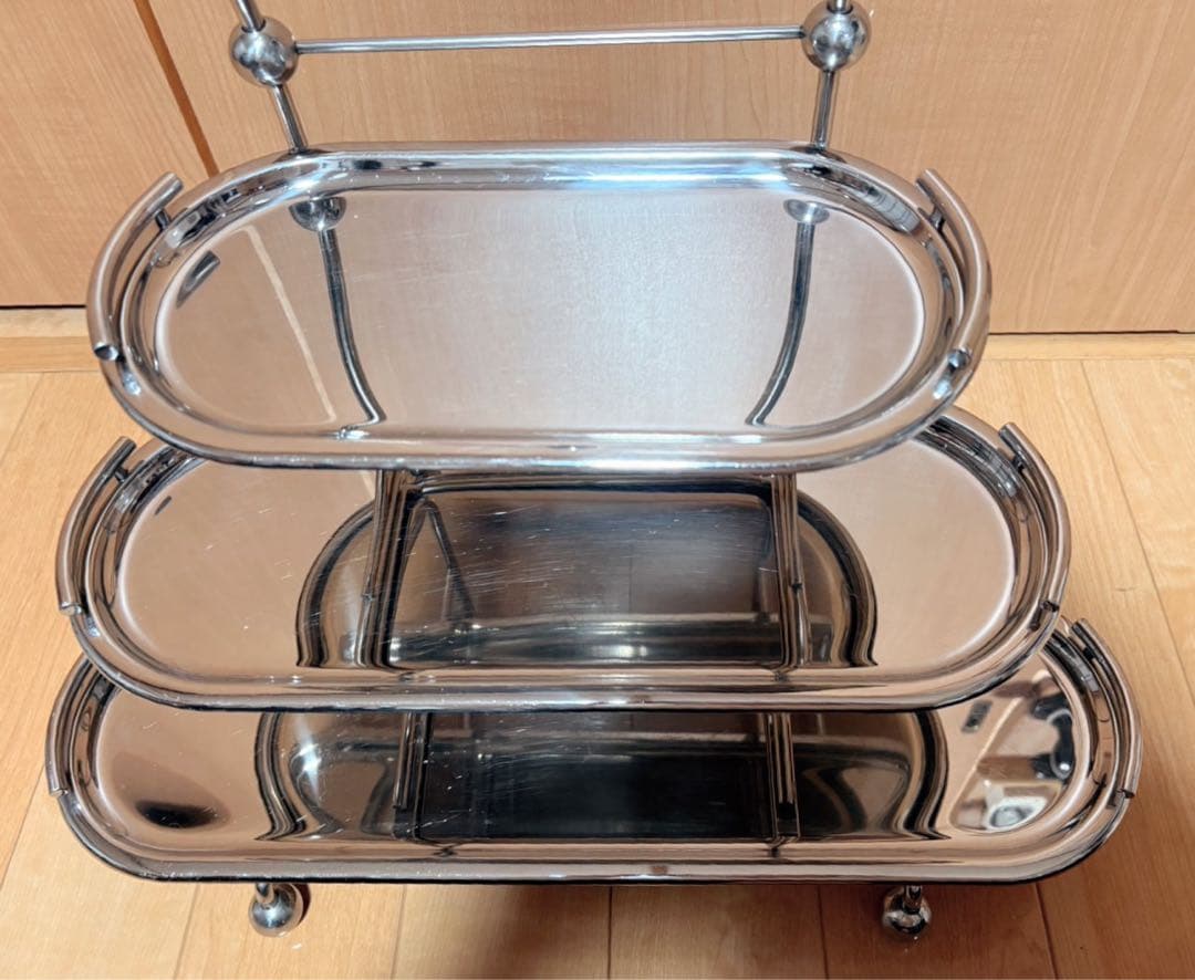 [中古 長期保管] ＵＫ１８-８ ３段 小判 ケーキスタンド ビュッフェ