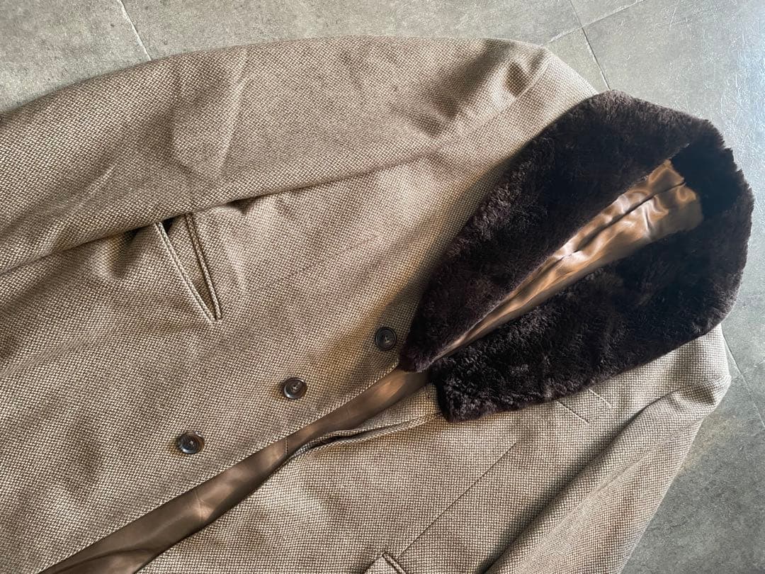 CARUSO メンズ　ロングコート　カシミア ブラウンファー付