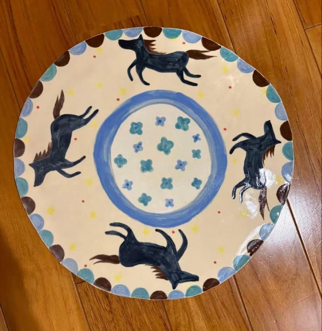 【新品】　大皿　飾り皿　馬　うま　ニューイヤープレート　手びねり　つちつち舎