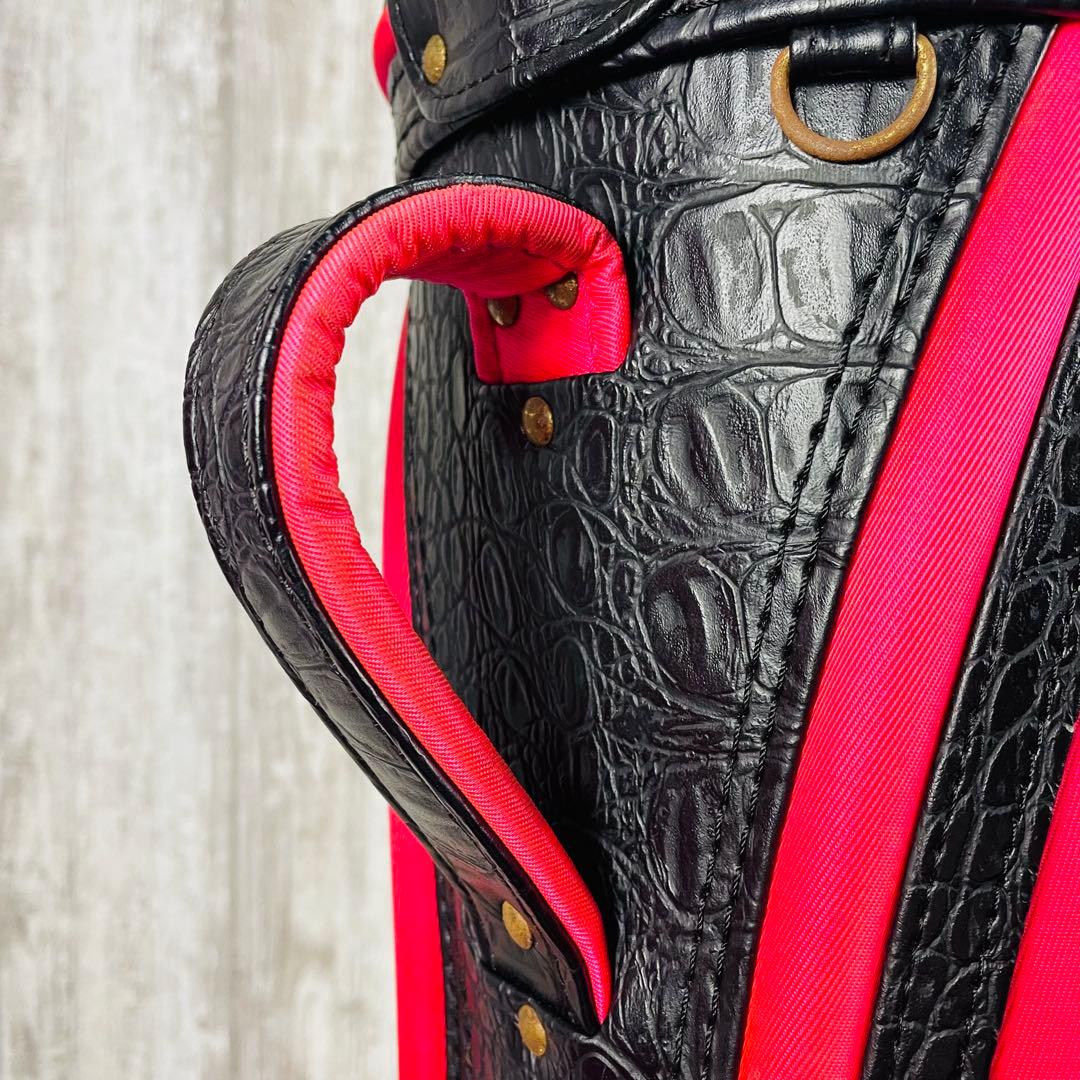 【希少品】BVLGARI ブルガリ キャディバッグ 型押し ロゴ刺繍 ピンク