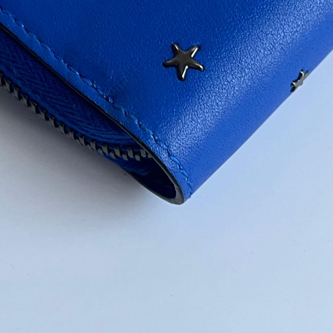 YoU-K ✨　JIMMY CHOO 　ラウンドジップ　財布　青　スタッズ