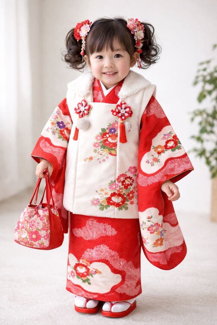 ◎mk-2180　女児　着物　3才　七五三　お宮参り　　1-26