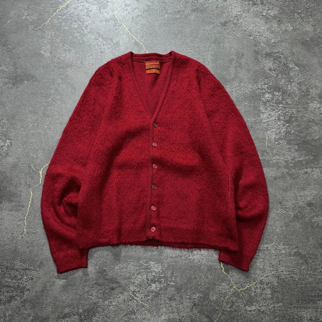 60sビンテージモヘアカーディガンXLバーガンディワインレッドシアーズsears