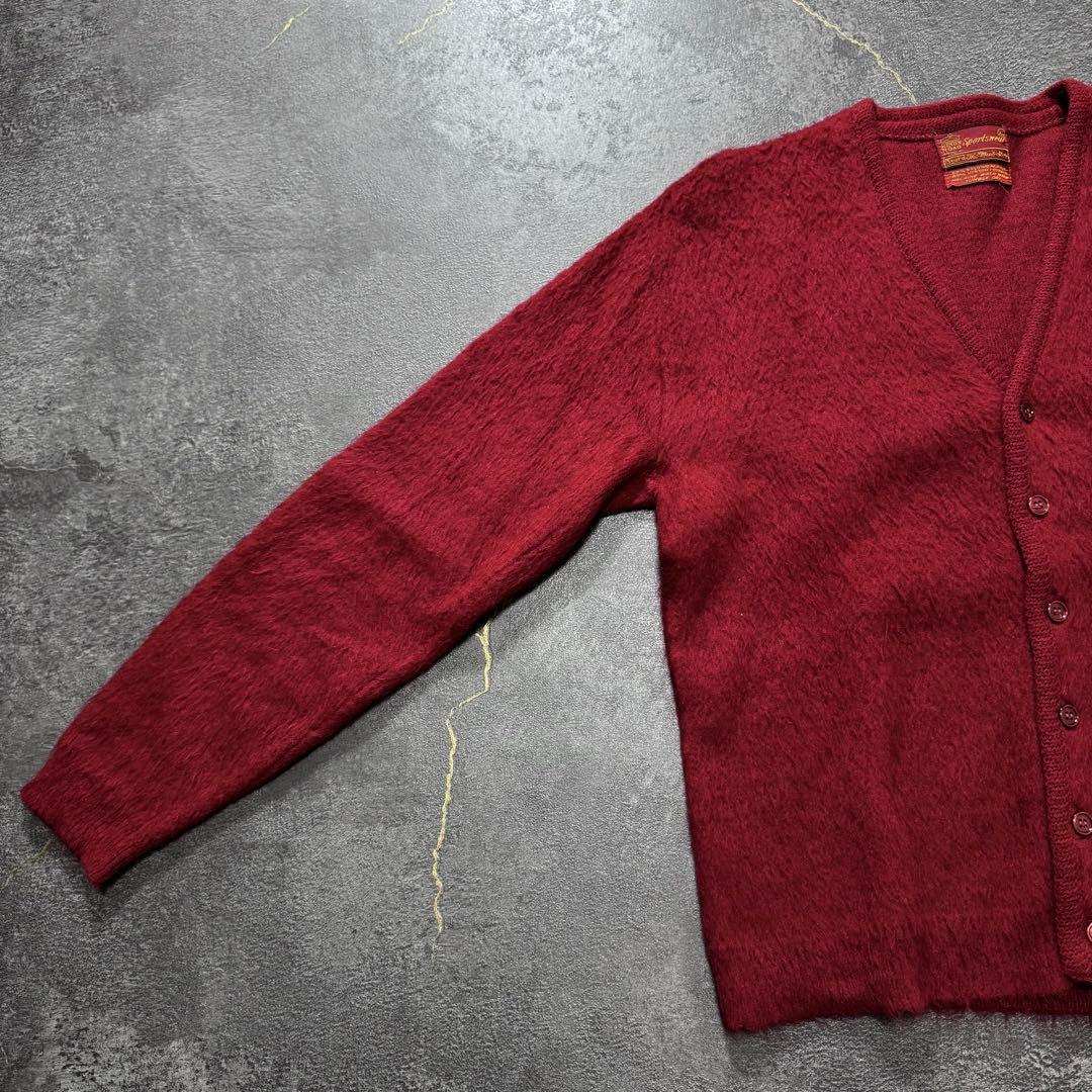 60sビンテージモヘアカーディガンXLバーガンディワインレッドシアーズsears