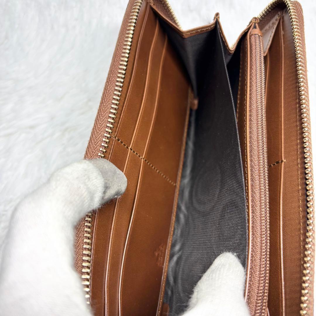 ✨訳あり美品✨ グッチ GGスプリーム ラウンドジップ 長財布 PVC ブラウン