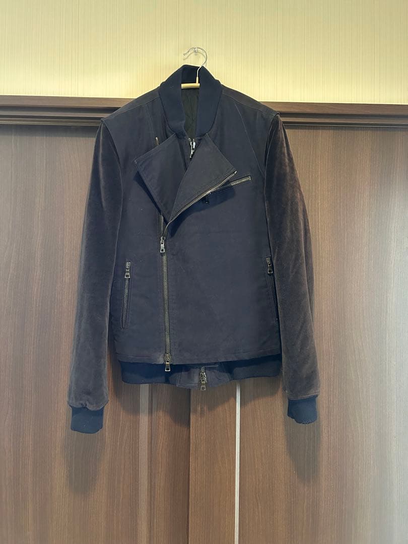 BALMAIN ライダース　MA1ダークグレー ジップアップジャケット　46