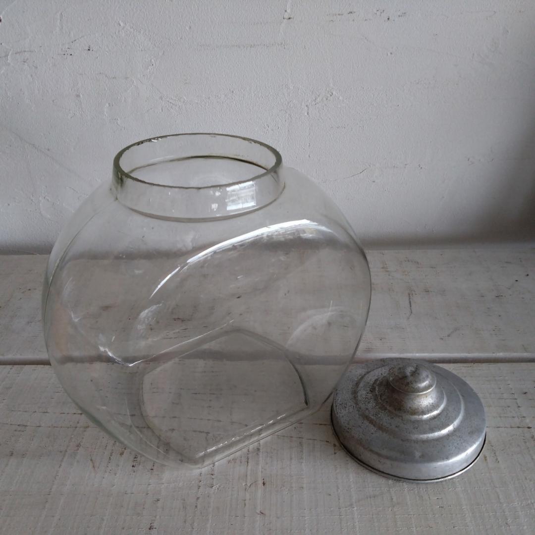 古い菓子瓶　昭和レトロ　ガラス瓶　蓋付　希少
