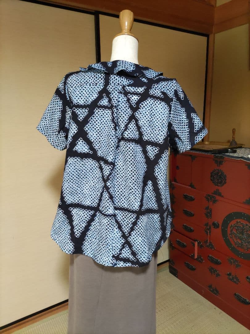 まみ　絞り浴衣からリメイク　涼しい半袖プルオーバー⑩⑤2枚組　エコ実