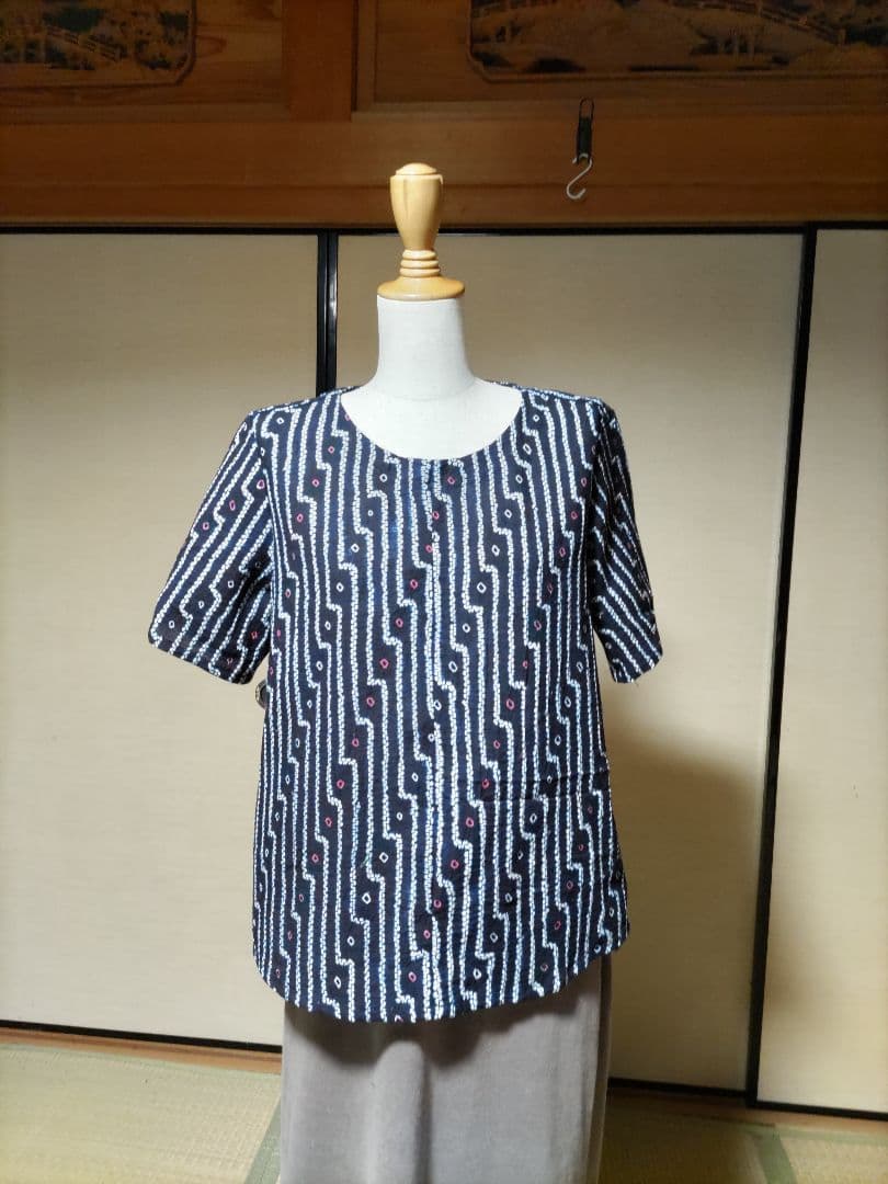 まみ　絞り浴衣からリメイク　涼しい半袖プルオーバー⑩⑤2枚組　エコ実