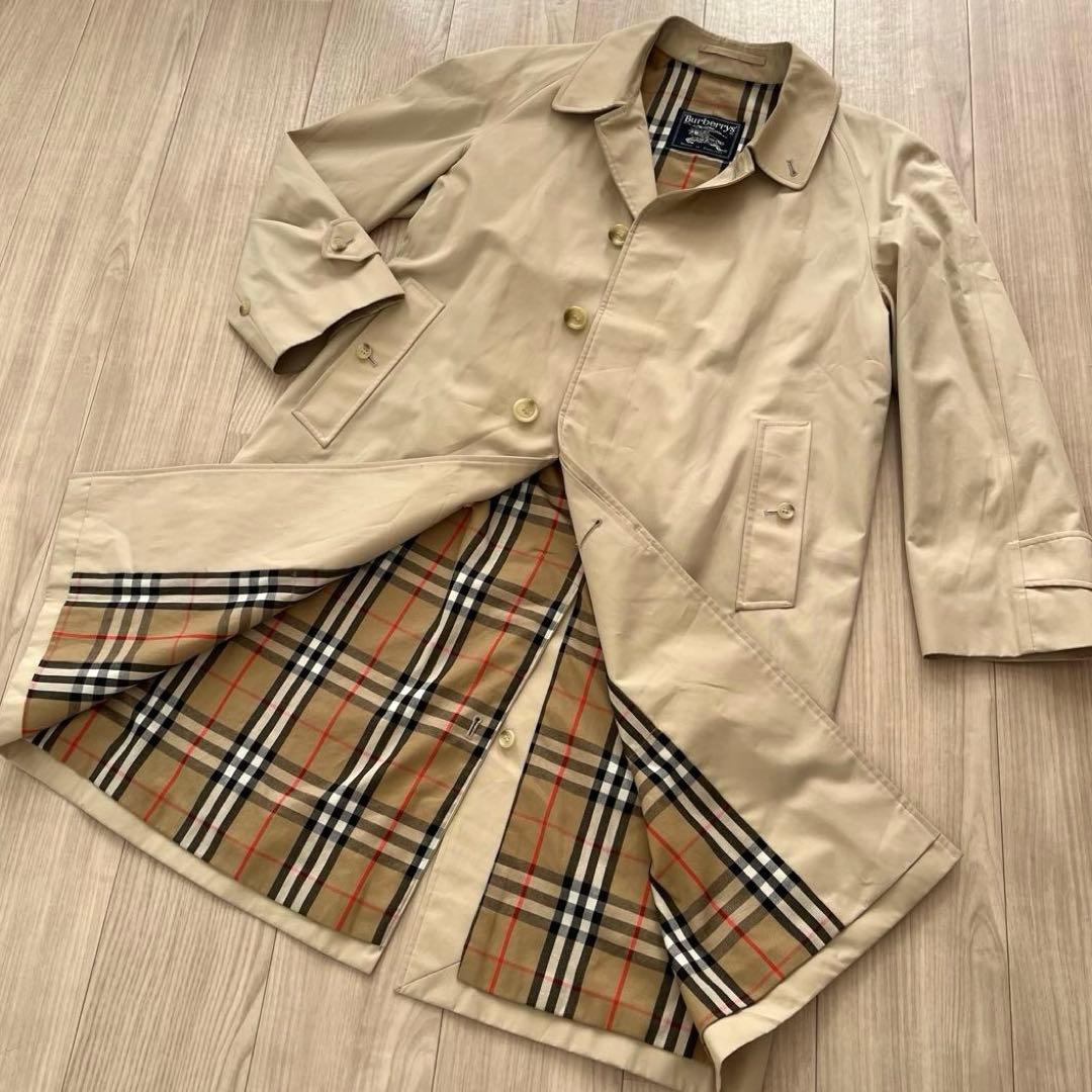 【英国製】Burberrys バーバリー ステンカラーコート ノバチェック 総柄
