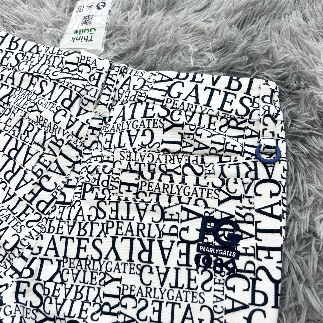 新品　パーリーゲイツ　パンツ　ストレッチ　秋冬　総柄　ホワイト　サイズ0