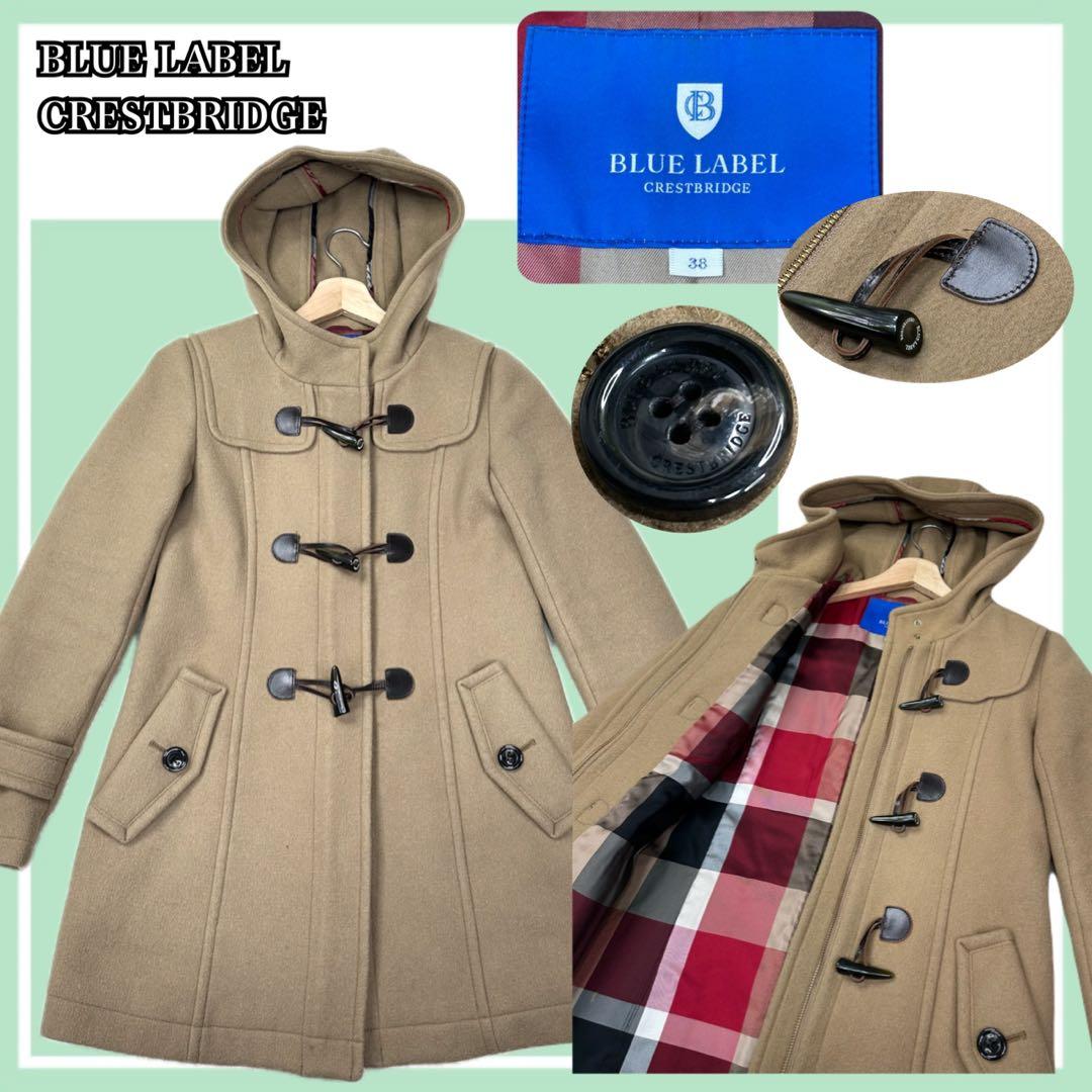 ✨美品✨ブルーレーベルクレストブリッジ ダッフルコート 赤チェック ベージュ M