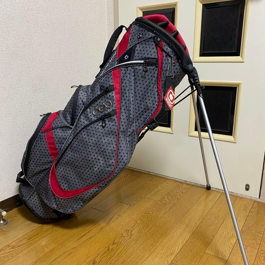 ゴルフ スタンドバッグ オジオ（OGIO）グレー　赤　８分割