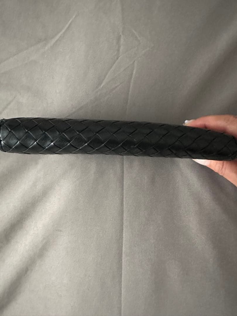 黒 レザー 編み込み 長財布