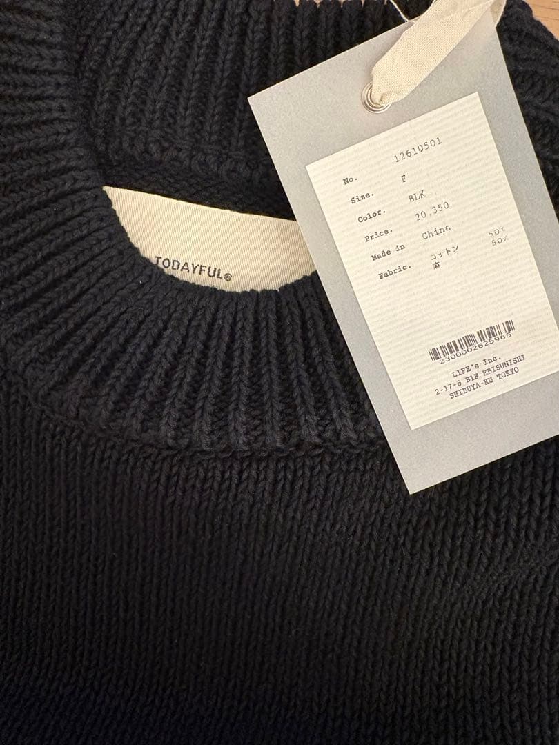 トップス todayful Roundhem Linen Knit