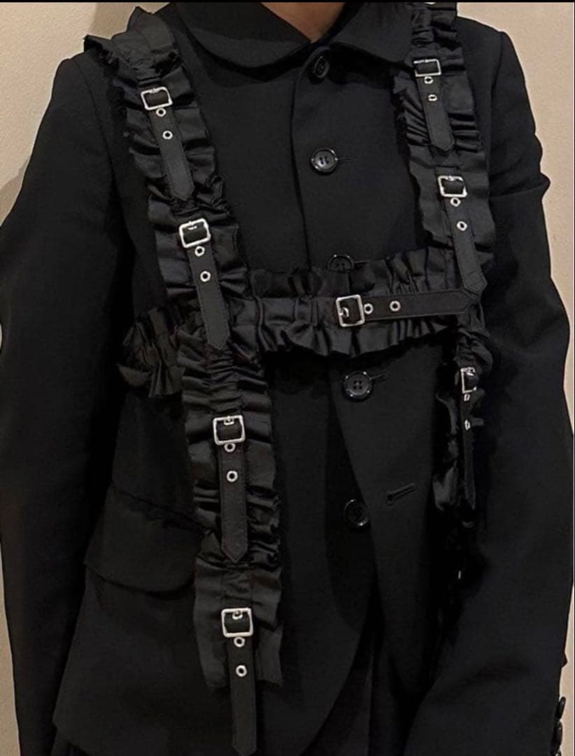 ふふふふ　AD2023 フリルベルトハーネス リボン 黒