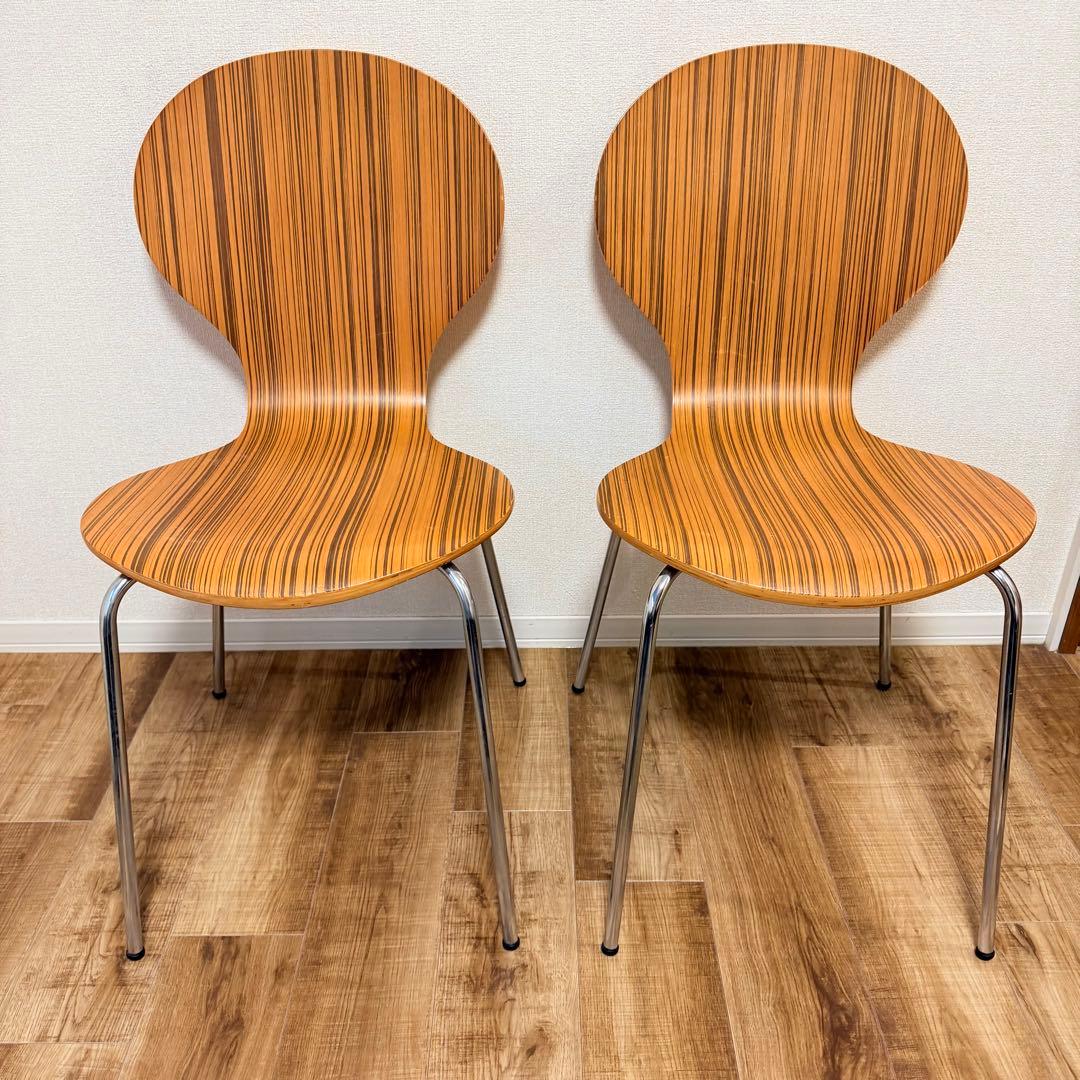 木製 スタッキングチェア 2脚セット